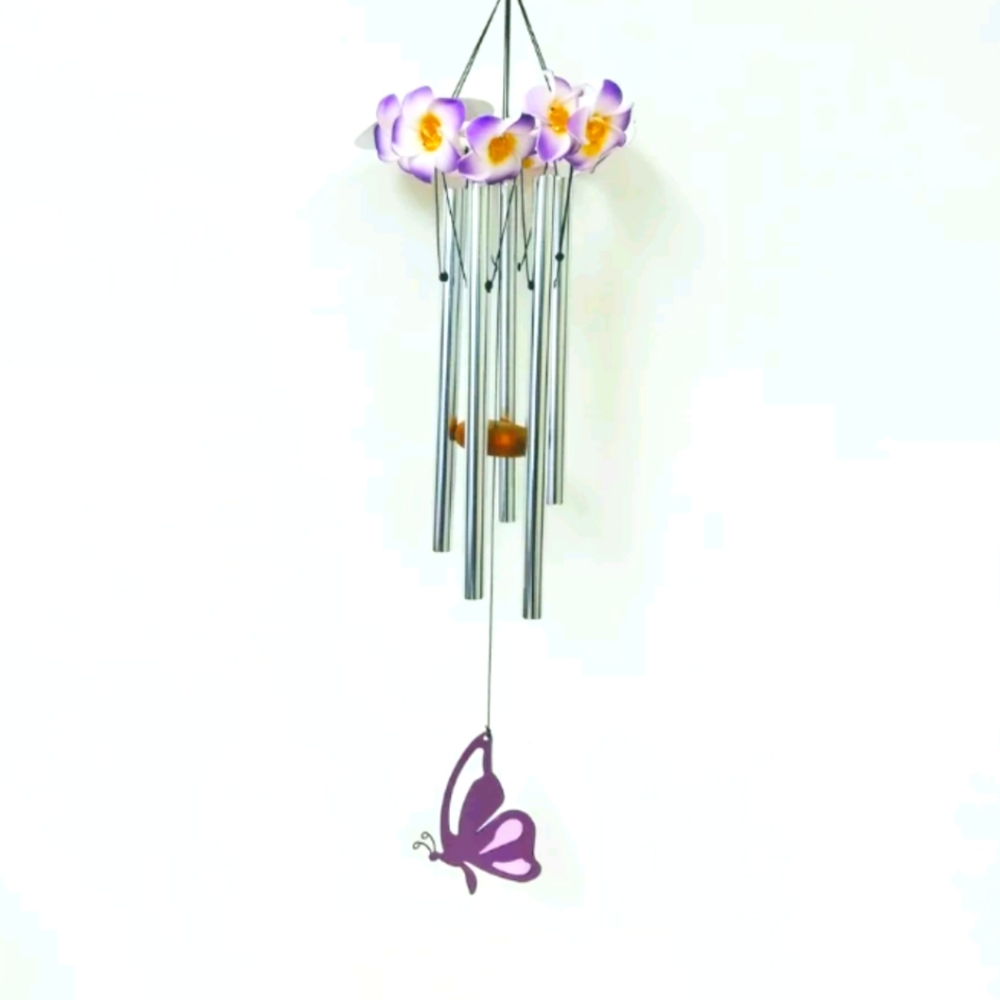 Butterfly & Flowers Hand Tuned Wind Chime NWT